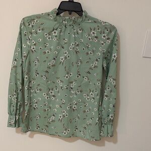 Floral Green Long Sleeve Blouse